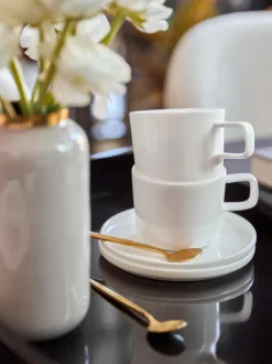 Tazas de café con platitos de porcelana Oco, 6 uds.