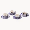 Tazas de café espresso artesanales con platitos Aunty, 4 uds.