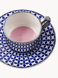 Tazas de café espresso artesanales con platitos Aunty, 4 uds.
