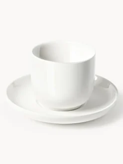 Tazas de café espresso de porcelana con platitos Nessa, 4 uds.