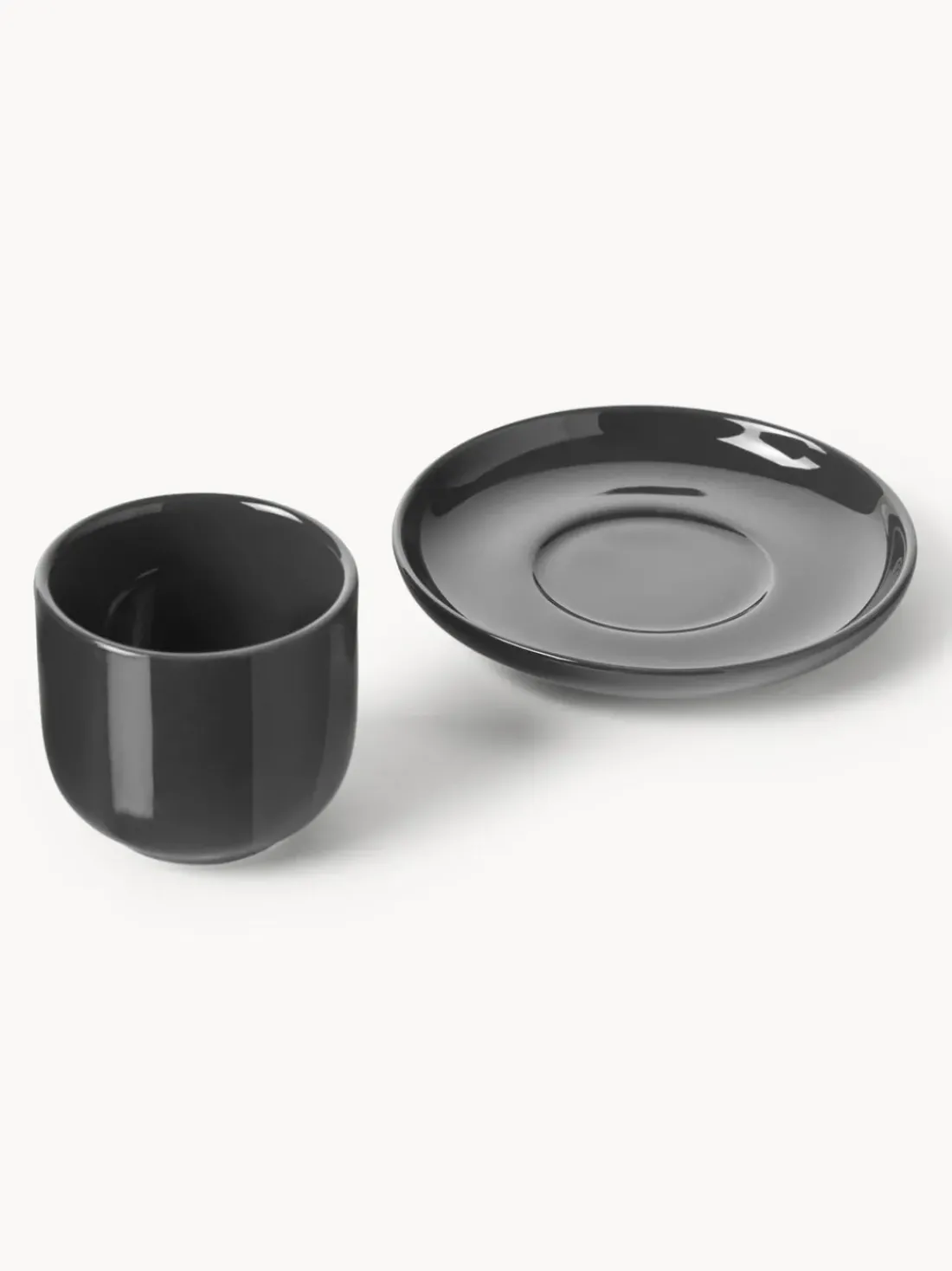 Tazas de café espresso de porcelana con platitos Nessa, 4 uds.