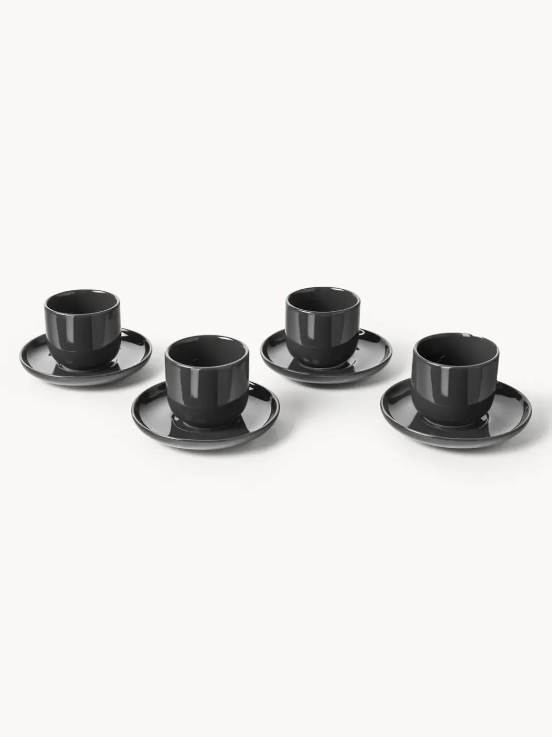 Tazas de café espresso de porcelana con platitos Nessa, 4 uds.