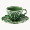 Tazas de café XS pintadas a mano con platillos Cabbage, 4 uds.