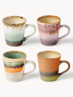 Tazas espresso artesanales con esmalte reactivo 70's, 4 uds.
