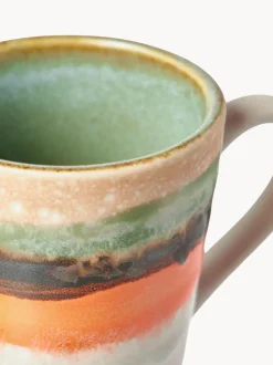 Tazas espresso artesanales con esmalte reactivo 70's, 4 uds.