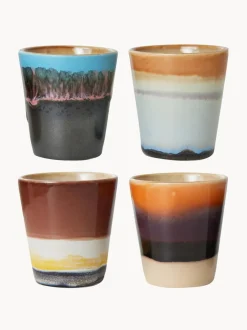 Tazas espresso artesanales con esmalte reactivo 70s, 4 uds.