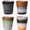 Tazas espresso artesanales de gres 70's, 4 uds.