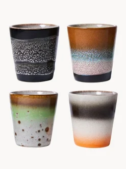 Tazas espresso artesanales de gres 70's, 4 uds.