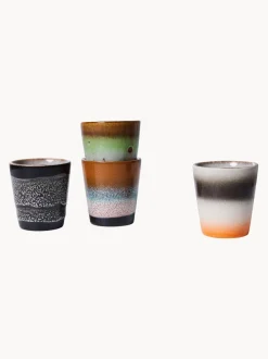 Tazas espresso artesanales de gres 70's, 4 uds.