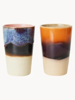 Tazas grandes pintadas a mano 70s, 2 uds.