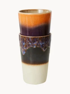 Tazas grandes pintadas a mano 70s, 2 uds.