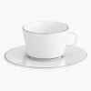 Tazas pequeñas con platitos de porcelana con borde platino pintado a mano Vitruv, 2 uds.