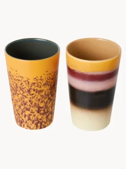 Tazas XL pintadas a mano 70's, 2 uds.