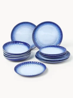 Vajilla artesanal con esmalte reactivo Vinci, 4 comensales (12 pzas)
