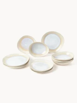 Vajilla artesanal con esmalte reactivo Alcina, 4 comenzales (12 pzas.)