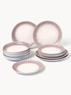 Vajilla artesanal con esmalte reactivo Vinci, 4 comensales (12 pzas)