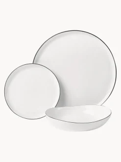 Vajilla artesanal de porcelana Salt, 4 comensales (12 pzas.)