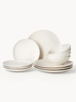 Vajilla artesanal Nordic Vanilla, 4 comensales (12 pzas.)