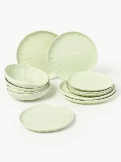Vajilla de porcelana con relieves Sali, 4 comensales (12 pzas.)