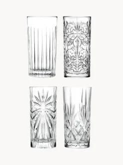 Vasos altos de cristal con relive Bichiera, 4 uds.
