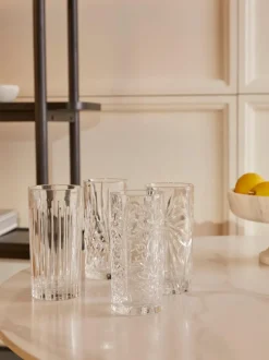 Vasos altos de cristal con relive Bichiera, 4 uds.