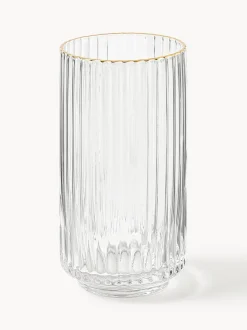 Vasos altos soplados con borde dorado Aleo, 4 uds.