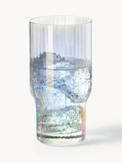 Vasos altos soplados con relieve y brillo nacarado Juno, 4 uds.