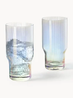 Vasos altos soplados con relieve y brillo nacarado Juno, 4 uds.