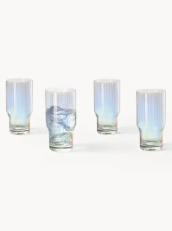 Vasos altos soplados con relieve y brillo nacarado Juno, 4 uds.