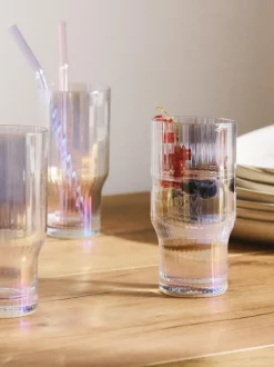 Vasos altos soplados con relieve y brillo nacarado Juno, 4 uds.