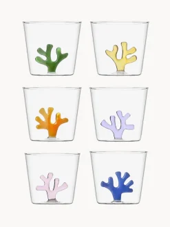 Vasos de agua artesanales Coral Reef, 6 uds.
