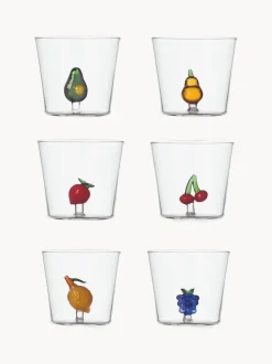 Vasos de agua artesanales Fruits & Flowers, 6 uds.