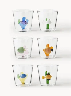 Vasos de agua artesanales Marine Garden, 6 uds.