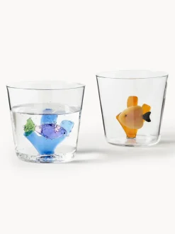Vasos de agua artesanales Marine Garden, 6 uds.