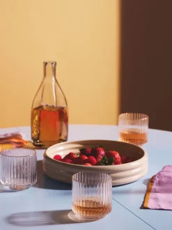 Vasos de agua soplados con borde dorado Aleo, 4 uds.