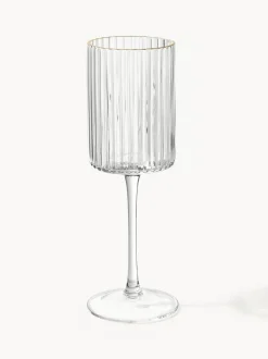 Vasos de agua soplados con borde dorado Aleo, 4 uds.