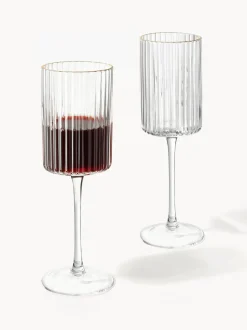 Vasos de agua soplados con borde dorado Aleo, 4 uds.