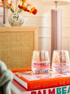 Vasos de agua soplados iridiscentes Ellery, 4 uds.