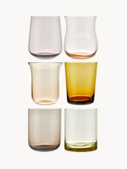 Vasos de vidrio soplado Desiguale, 6 uds., tamaños y colores diferentes