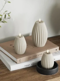 Vela LED artesanal Round Stripe, 15 cm