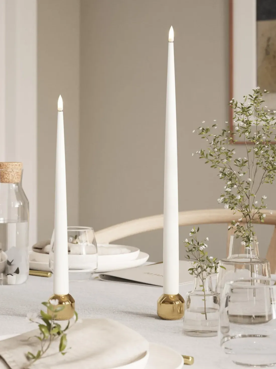 Velas cónicas LED artesanales Real Flame, 28 cm, 2 uds.