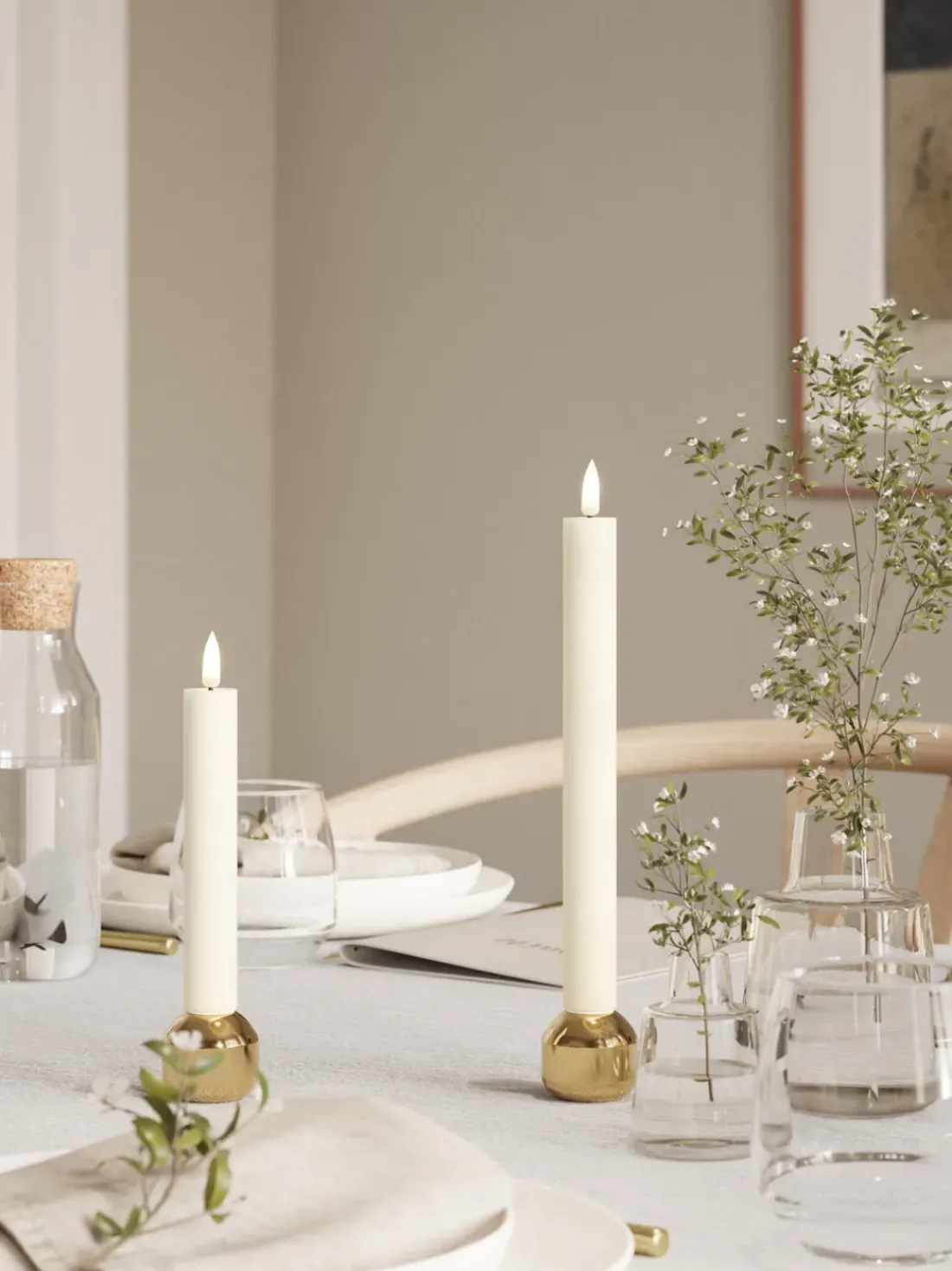 Velas cónicas LED artesanales Real Flame, 15 cm, 2 uds.
