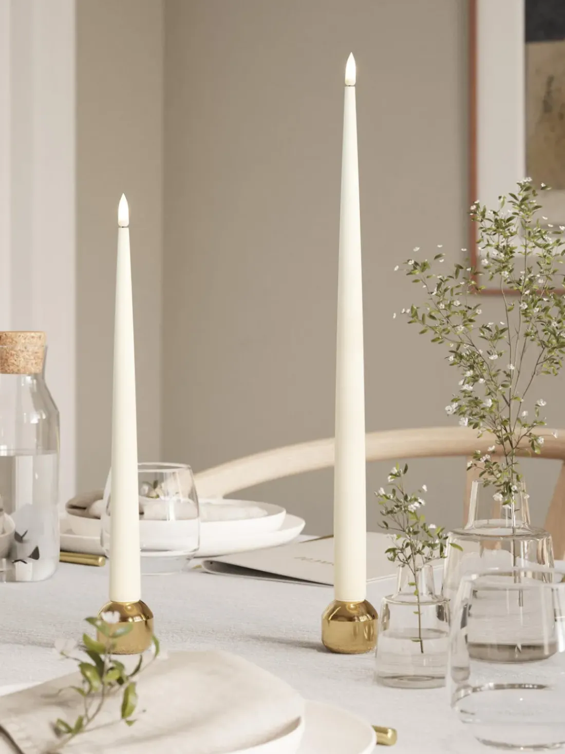 Velas cónicas LED artesanales Real Flame, 38 cm, 2 uds.