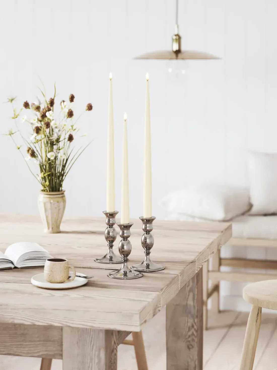 Velas cónicas LED artesanales Real Flame, 38 cm, 2 uds.