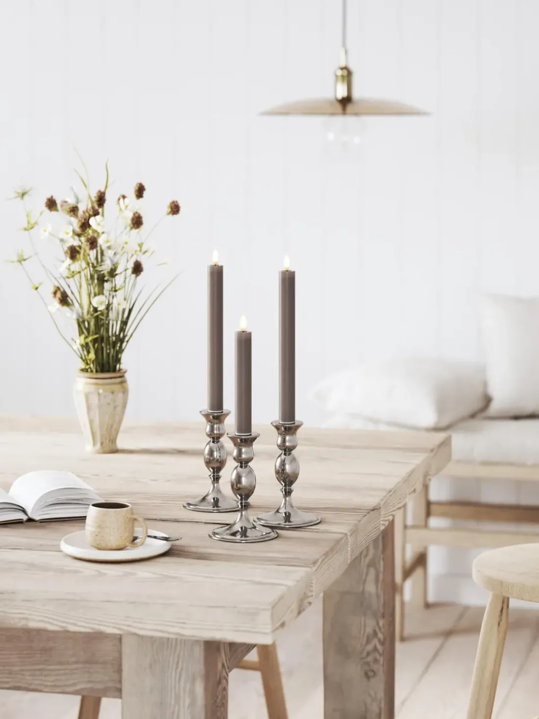 Velas cónicas LED artesanales Real Flame, 15 cm, 2 uds.