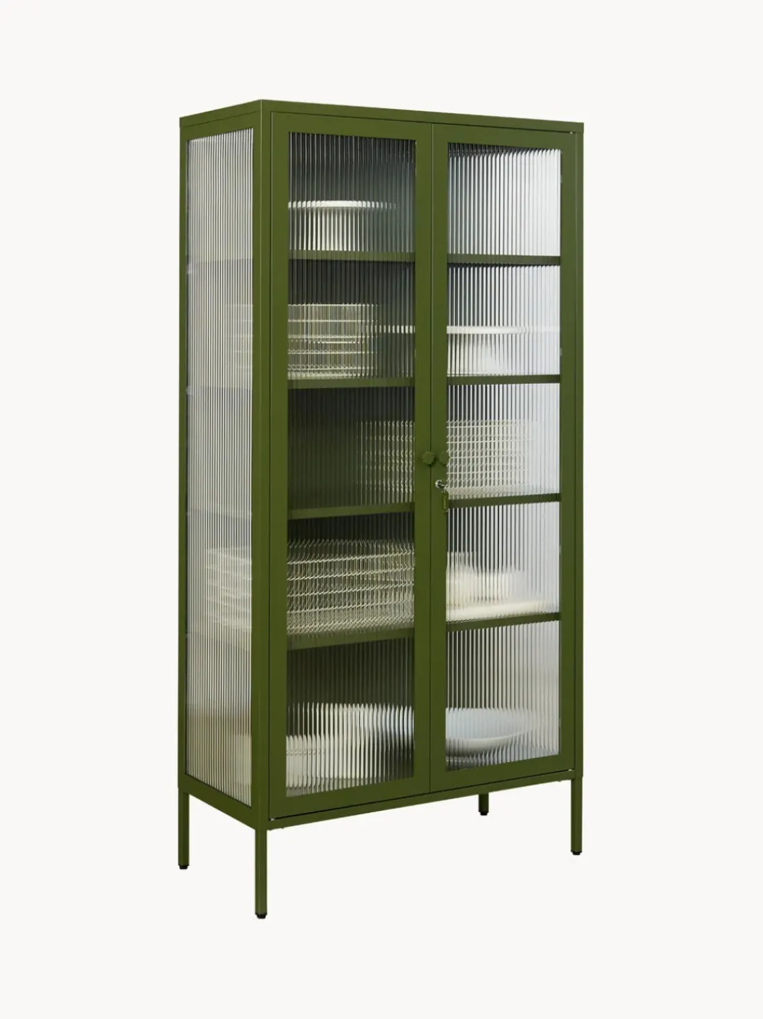 Vitrina de metal con cristal acanalado The Collector