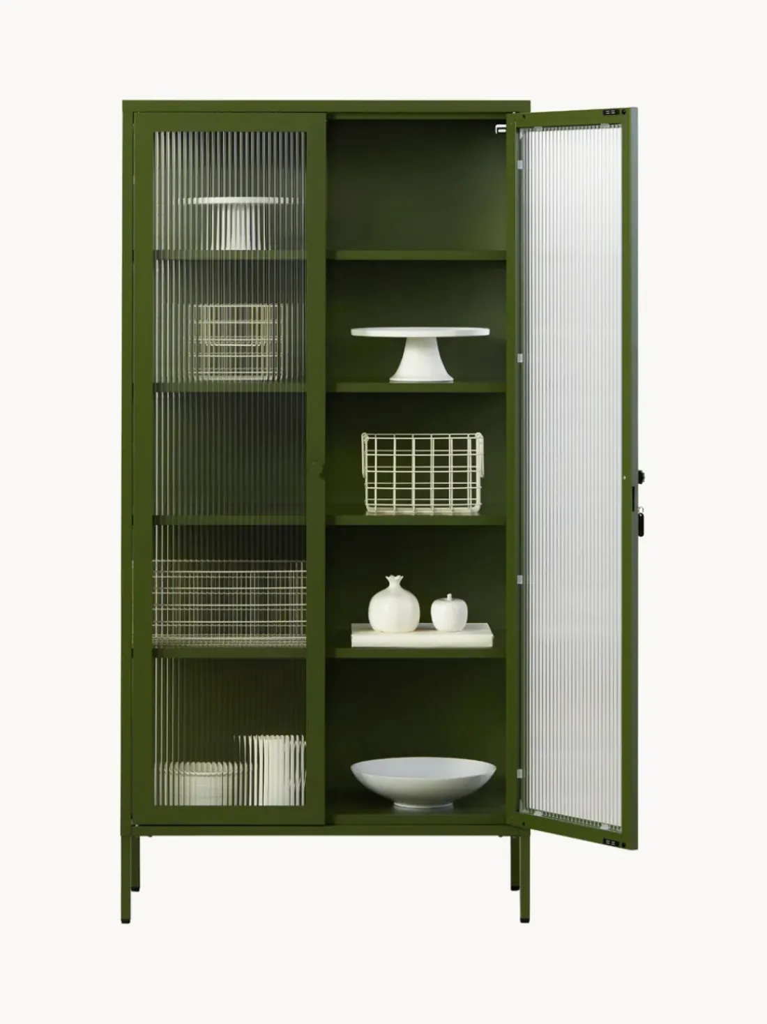 Vitrina de metal con cristal acanalado The Collector