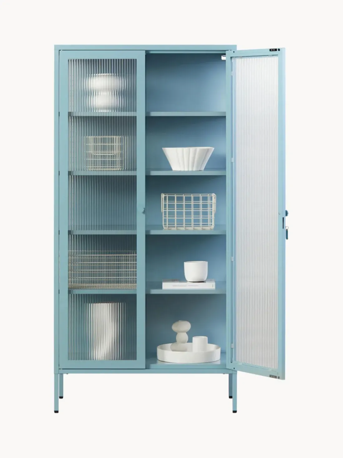 Vitrina de metal con cristal acanalado The Collector