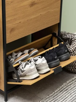 Zapatero de madera con compartimentos plegables Seaford
