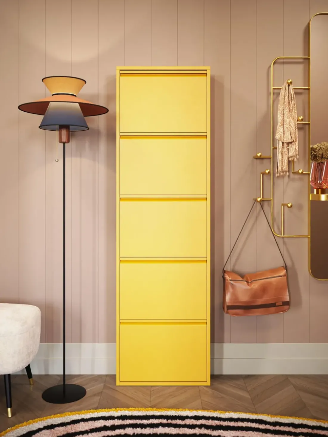 Zapatero de pared con compartimentos plegables Caruso